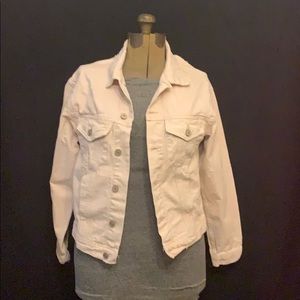 Lea & Viola distressed pale pink denim jacket XS